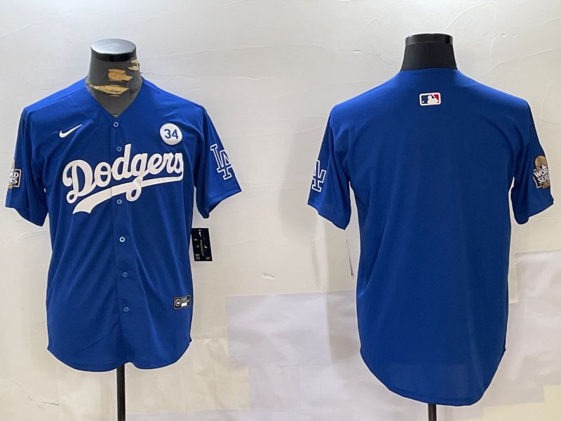 Men Los Angeles Dodgers Blank Blue Game 2024 Nike MLB Jersey style 1120